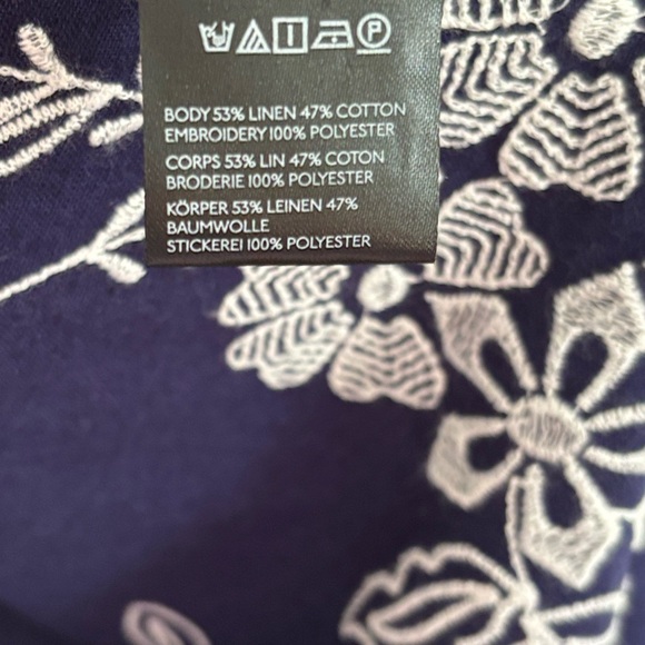 Anthropologie The Tavi Buttondown Navy Floral Blouse Pilcro: Embroidered Edition - Picture 9 of 12